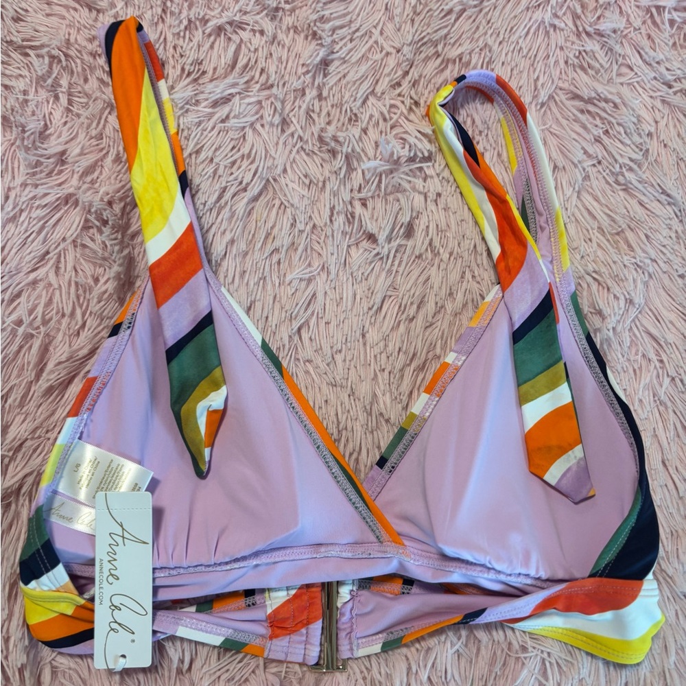 Anne Cole Colorful Striped Bikini Top